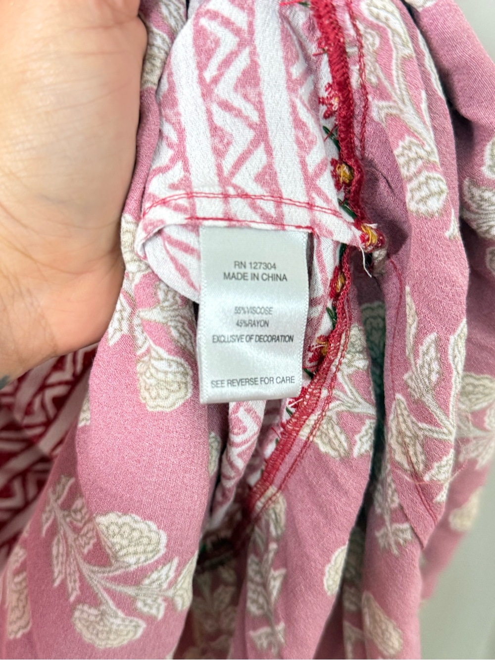 John Mark Bohemian Printed Tiered Midi Dress - Rose Red XL NWOT - Picture 5 of 9